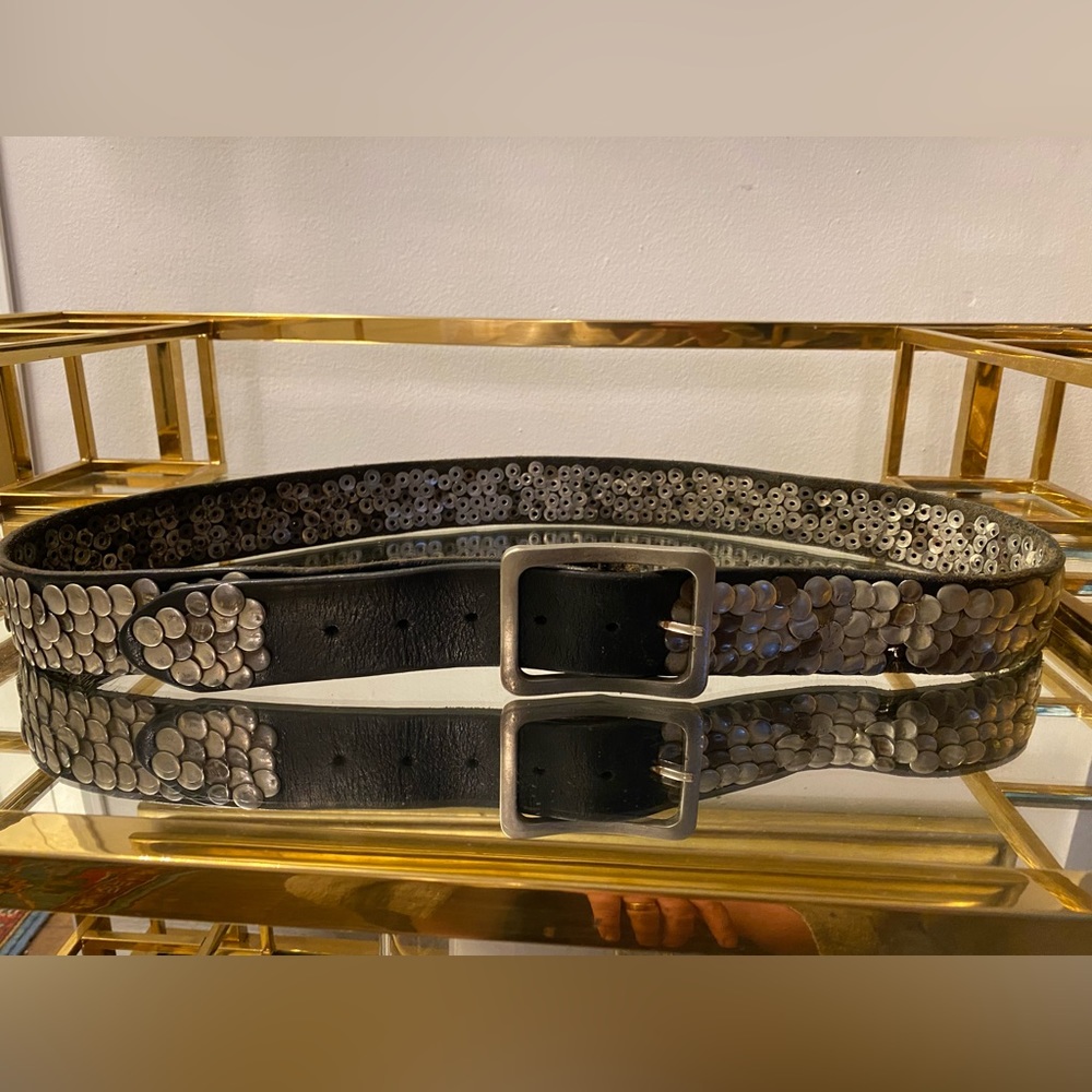 Metallic handmade leather belt - Picture 4 of 8